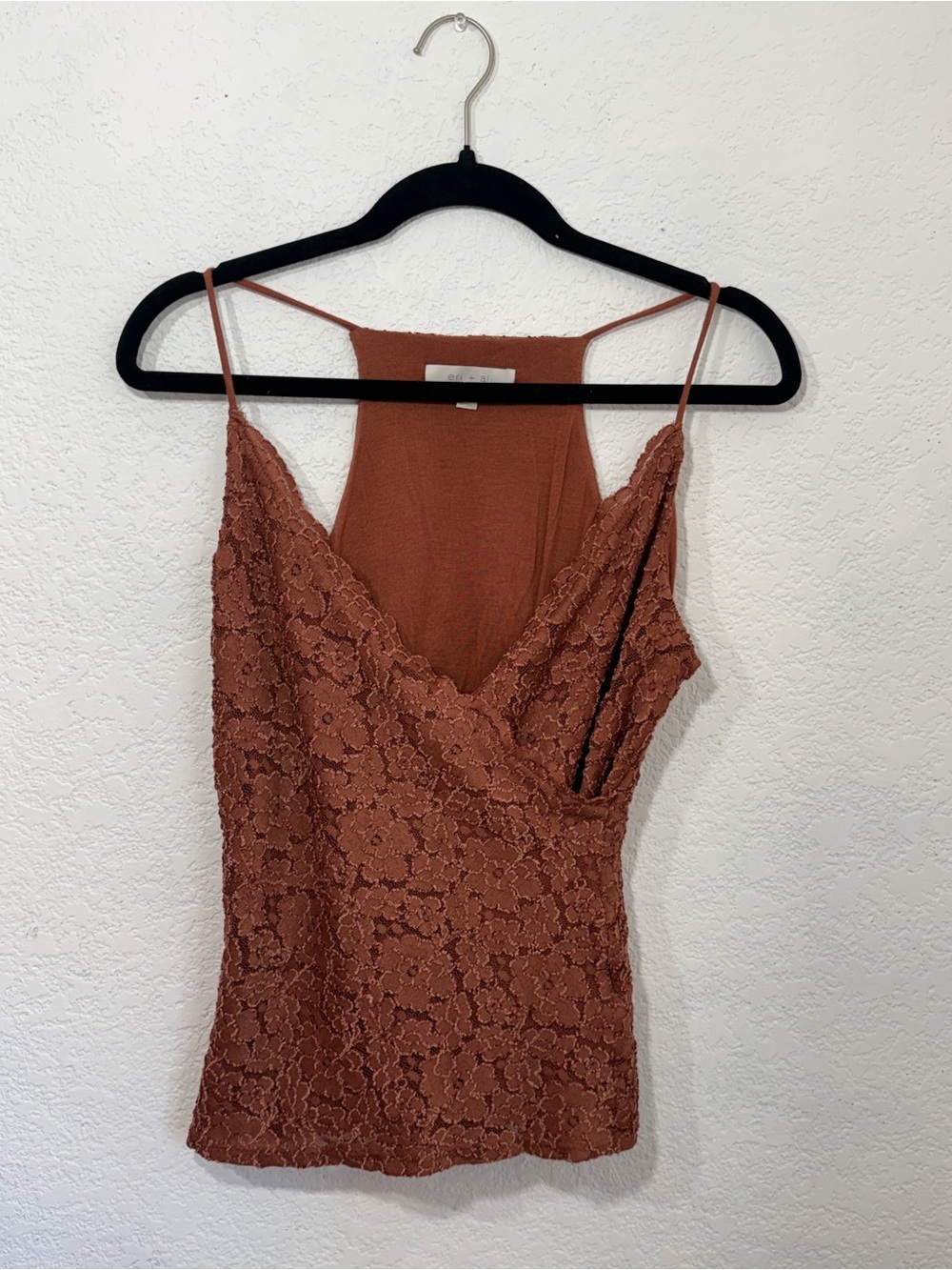 Eri + Ali Anthropologie Lace Camisole Tank Top Rust Brown Racerback XS